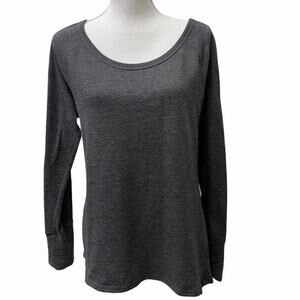 Champion Heather Gray Long Sleeve Athletic Lounge Top Size M
